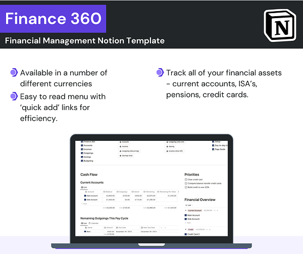 finance-360-money-manager-3 Finance 360 Ultimate Finance Manager screenshot with bullet points of features